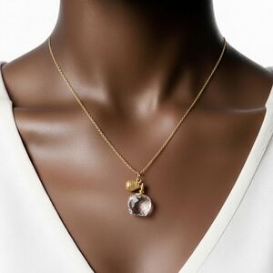 Swarovski Crystal Gold Plated Perfume Atomizer Necklace 20 1/2"